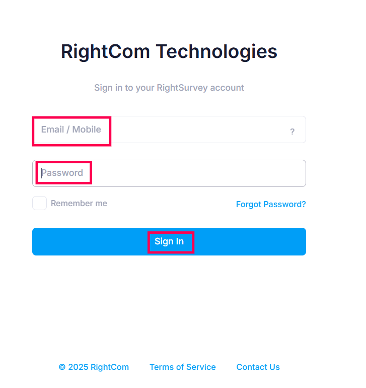 How to log in to your RightSurvey dashboard